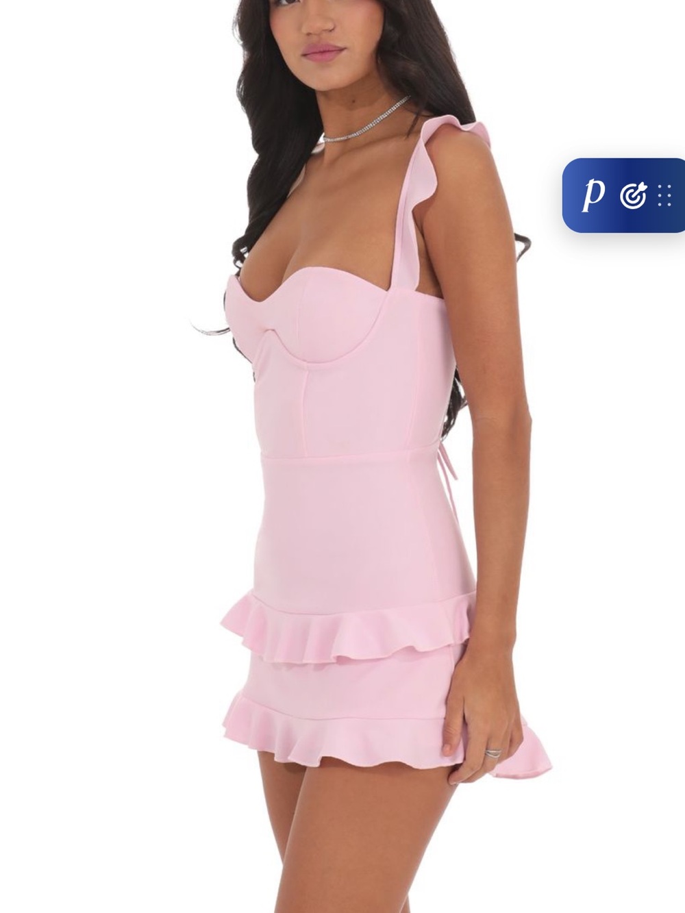 Lucy in the Sky Pastel Pink Ruffle Bustier Mini Dress